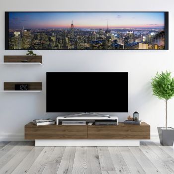 Comoda TV, Retricy, Lusi, 180x31x40 cm, PAL, Alb/Maro