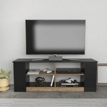 Comoda TV, Retricy, Space, 140x35x51.8 cm, PAL, Nuc negru
