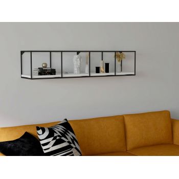 Raft de perete, Puqa Design, Miray, 115x25.5x25.5 cm, PAL, Alb/Negru
