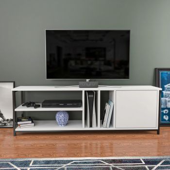 Comoda TV, Retricy, Oneida, 140x35.3x50.8 cm, PAL, Alb/Negru