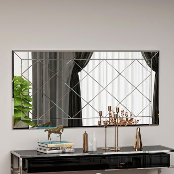 Oglinda decorativa, Siam, Pauli, 60x120x2.2 cm, MDF , Alb