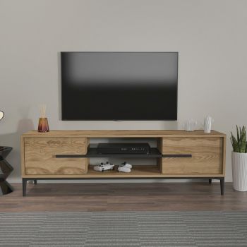 Comoda TV, Zena Home, Eslem, 120x43.6x29.6 cm, PAL, Stejar / Negru
