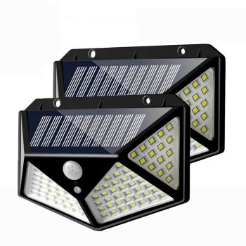 Set 2 Lampi ULTRA 100 LED Solare cu senzor de miscare si lumina 3 moduri ILUMINARE la reducere