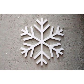 Decoratiune de perete, Snow 2019, 38x38x1.8 cm, Placaj , Alb