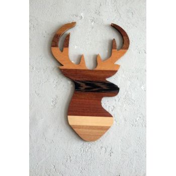 Decoratiune de perete, Wood Deer, 33x2x50 cm, Placaj , Maro