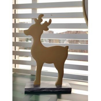 Decoratiune, Mini Deer, 30x8x20 cm, Placaj, Auriu