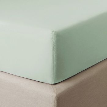 Cearceaf de pat cu elastic Descamps Coton Soyeux 160x200cm Verde Tileul
