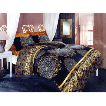 Lenjerie de pat pentru o persoana, Osmanlı - Yellow, Pearl Home, Bumbac Ranforce