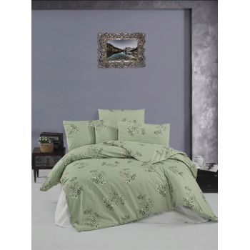 Lenjerie de pat pentru o persoana, Butic - Green, Victoria, Bumbac Ranforce