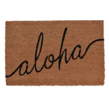 Covoras de intrare Aloha, 39x59 cm, fibra de cocos, maro/negru