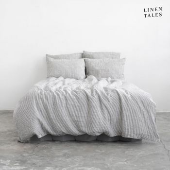 Lenjerie de pat neagră-albă din in pentru pat de o persoană 135x200 cm – Linen Tales