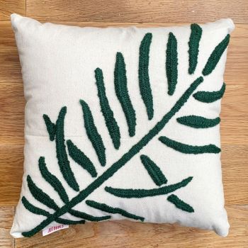 Husa de perna, Pinales Organic Woven Punch Pillow Cover, 43x43 cm, Bumbac, Verde