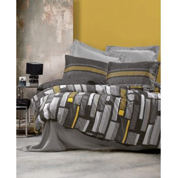 Lenjerie de pat pentru o persoana (DE), Farris - Grey, Cotton Box, Bumbac Satinat