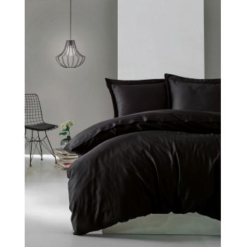 Lenjerie de pat pentru o persoana (ES), Elegant - Black, Cotton Box, Bumbac Satinat