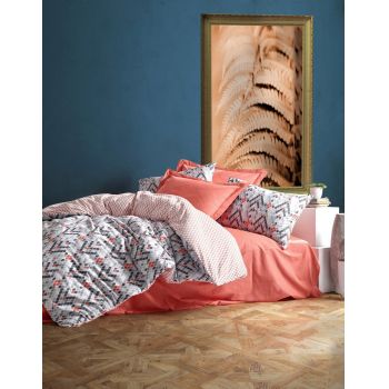 Lenjerie de pat pentru o persoana Single XXL (DE), Tile - Cinnamon, Cotton Box, Bumbac Ranforce