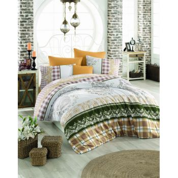 Lenjerie de pat pentru o persoana Single XL (DE), Nazenin - Brown, Pearl Home, Bumbac Ranforce
