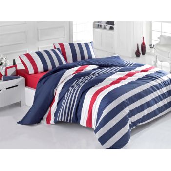 Lenjerie de pat pentru o persoana (ES), Stripe, Victoria, Bumbac Ranforce