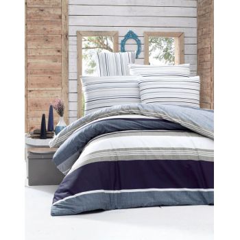 Lenjerie de pat pentru o persoana Single XL (DE), Savoy - Blue, Victoria, Bumbac Ranforce
