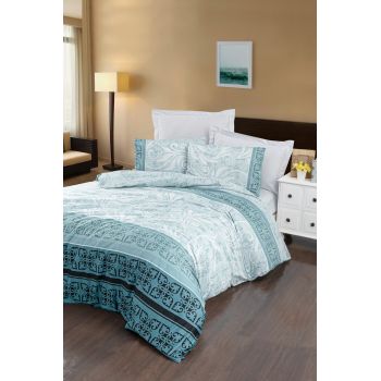Lenjerie de pat pentru o persoana Single XL (DE), Vena - Mint, Victoria, Bumbac Satinat