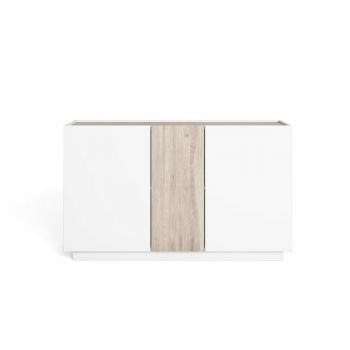 Comodă albă/în culoare naturală cu aspect de lemn de stejar 130x78 cm Udine – Marckeric