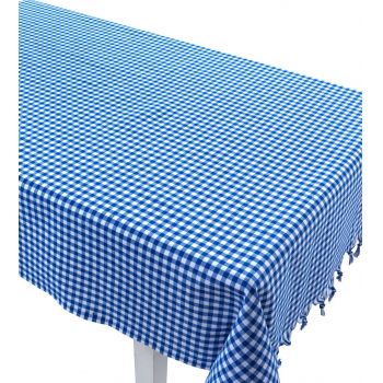Tablecloth (150 x 150), Eponj Home, Zifir, 150x150 cm, Bumbac, Albastru/Alb