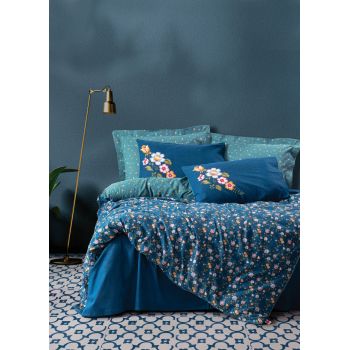 Lenjerie de pat pentru o persoana (EU) (IT), Freya - Dark Blue, Cotton Box, Bumbac Ranforce