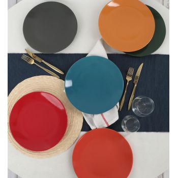 Set 6 Farfurii Uni, Ceramica, Multicolor, 25 cm