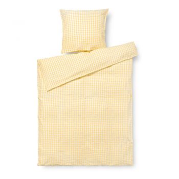 Lenjerie de pat galbenă/albă din țesătură crep pentru pat de o persoană/extinsă 140x220 cm Bæk&Bølge – JUNA