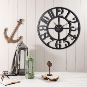 Ceas de perete, Circle, Metal, Dimensiune: 50 x 50 cm, Negru