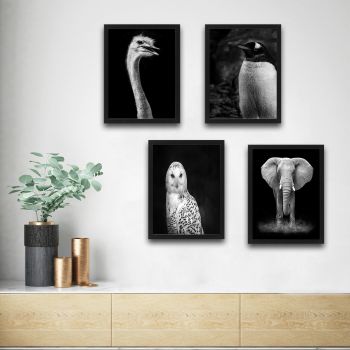 Set 4 tablouri decorative, Elephant Set, PAL, Hartie, Multicolor