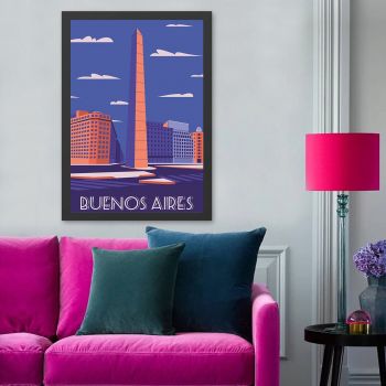 Tablou decorativ, Buenos Aires (35 x 45), MDF , Polistiren, Multicolor