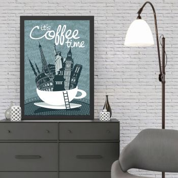 Tablou decorativ, Coffee Time (35 x 45), MDF , Polistiren, Multicolor