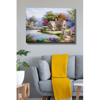 Tablou decorativ, Kanvas Tablo (70 x 100), Canvas, Lemn, Multicolor