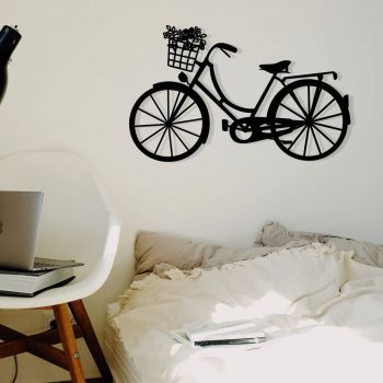 Decoratiune de perete, Bike, metal, 65 x 40 cm, negru