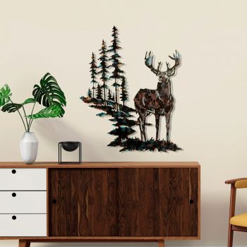 Decoratiune de perete, Deer, Metal, Dimensiune: 65 x 79 cm, Multicolor