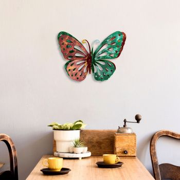 Decoratiune de perete, Farfalla 4, Metal, Dimensiune: 29 x 22 cm, Multicolor