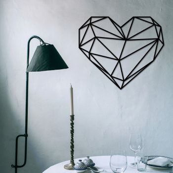 Decoratiune de perete, Heart Metal Decor, metal, 47 x 40 cm, negru
