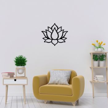 Decoratiune de perete, Lotus Flower 1 Metal Decor, metal, 50 x 43 cm, negru