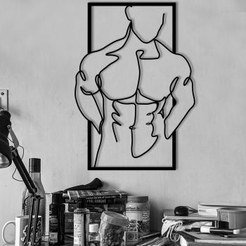 Decoratiune de perete, Muscular Man, metal, 36 x 50 cm, negru