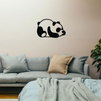 Decoratiune de perete, Panda Metal Decor, metal, 35 x 50 cm, negru