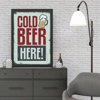 Tablou decorativ, Cold Beer (40 x 55), MDF , Polistiren, Multicolor