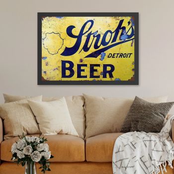 Tablou decorativ, Detroit Beer (35 x 45), MDF , Polistiren, Galben / Albastru închis