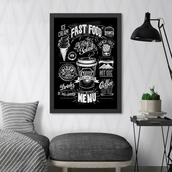 Tablou decorativ, Fast Food (40 x 55), MDF , Polistiren, Alb/Negru