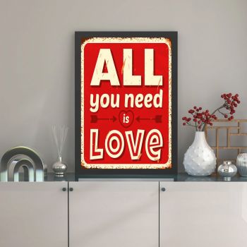 Tablou decorativ, Love (40 x 55), MDF , Polistiren, Roșu / Crem