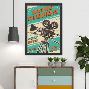 Tablou decorativ, Retro Cinema 2 (55 x 75), MDF , Polistiren, Multicolor