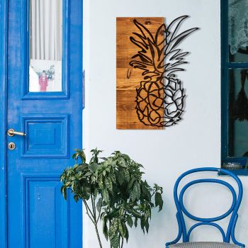 Decoratiune de perete, Bahama, lemn/metal, 42 x 58 cm, negru/maro
