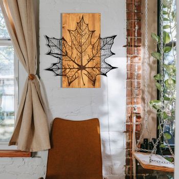 Decoratiune de perete, Hare, lemn/metal, 56 x 58 cm, negru/maro