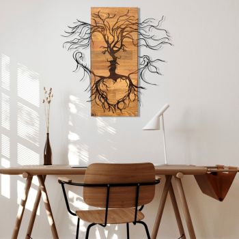 Decoratiune de perete, Old Love, lemn/metal, 60 x 57.5 cm, negru/maro