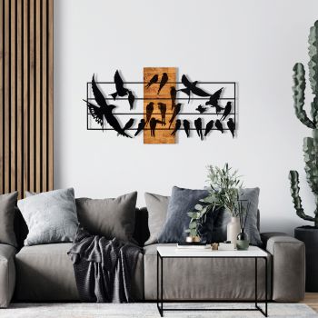 Decoratiune de perete, Ozgurluk, lemn/metal, 115 x 58 cm, negru/maro