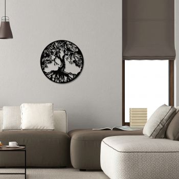Decoratiune de perete, Tree, metal, 60 x 60 cm, negru